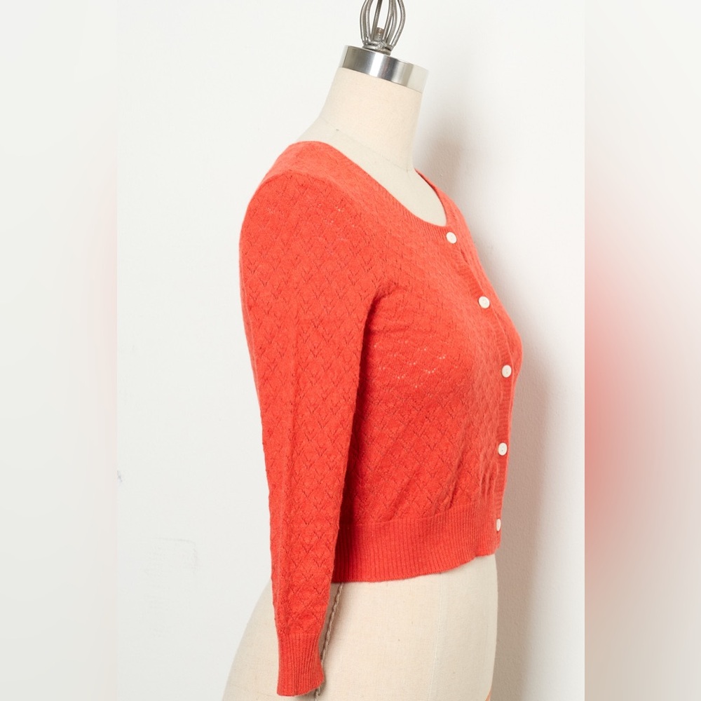 Round Neck Cropped Button-Up Cardigan Sweater 100%Cashmere[NEW]